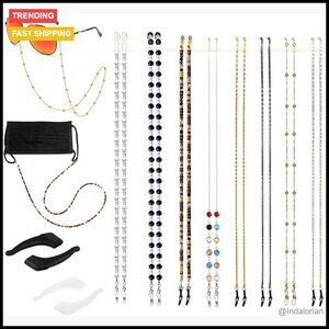 8 Piece Eyeglass Chain Set with Anti Skid Ear Hooks